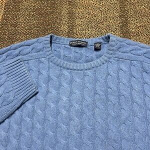 Grant Thomas 2 Ply Cashmere Pullover Sweater Crew Neck Soft Fuzzy Blue Sz 2XL